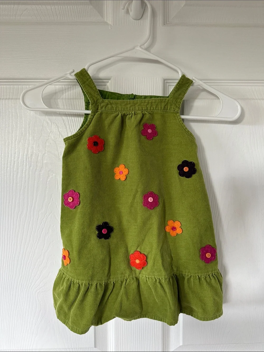 Gymboree Olive Green Corduroy Skirt with Bright Flower Appliqués